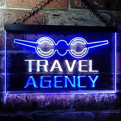 Travel Agency Dual LED Neon Light Sign